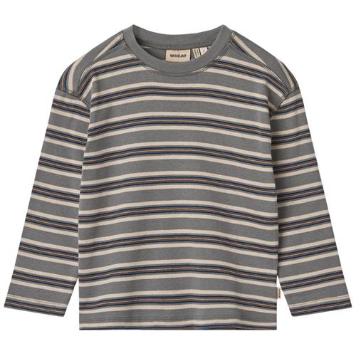 Wheat T-shirt L/S Hans Stormy Blue Stripe | Blå | 110 cm