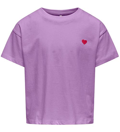 Kids Only T-Shirt - Noos - KogMaiken - African Violet m. Hjerte