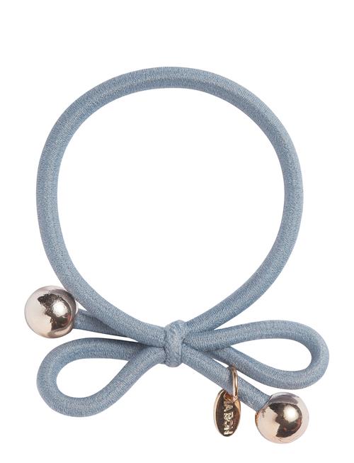 Hair Tie With Gold Bead - Dusty Blue Ia Bon Blue