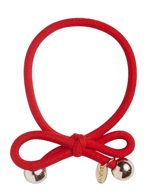 Hair Tie With Gold Bead - Red Ia Bon Red