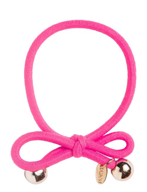 Hair Tie With Gold Bead - Neon Pink Ia Bon Pink