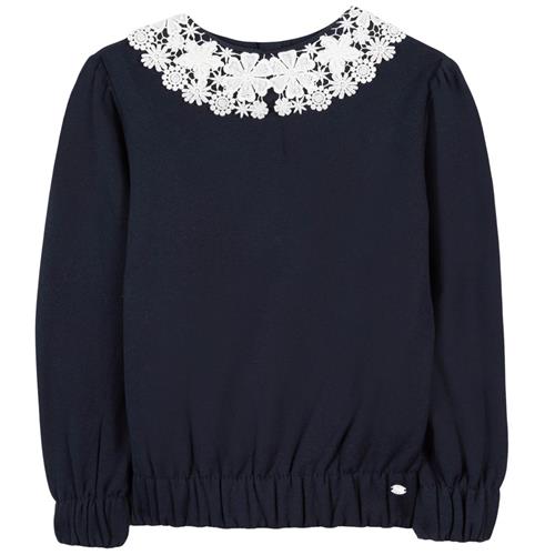 Tartine et Chocolat Sweatshirt med blomsterkrave Navy 10 Y  Marineblå  10 år  kvinde