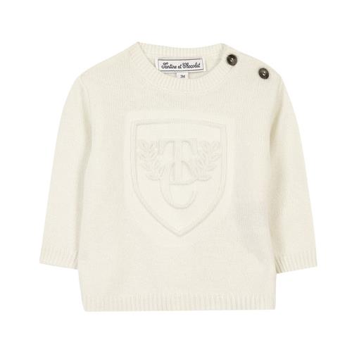 Tartine et Chocolat Perlestrik-sweater i cremefarvet uldblanding |  | 18 months