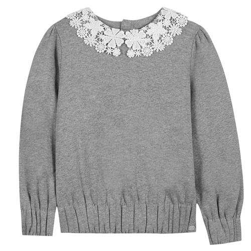 Tartine et Chocolat Sweatshirt med blomsterkrave Heather Grey | Grå | 12 years