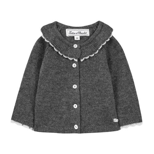 Tartine et Chocolat Strikket cardigan i uld og kashmir Heather Gray | Grå | 2 years