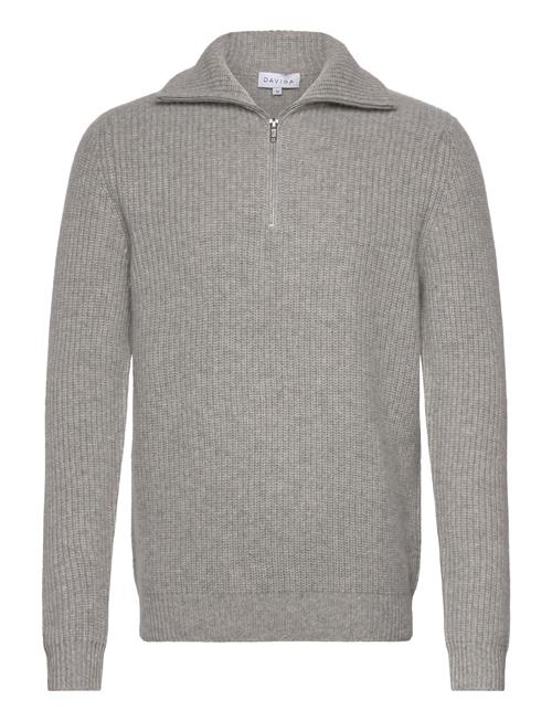 Davida Cashmere Man Chunky Rib Half Zip Davida Cashmere Grey