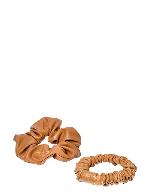 Corinne Vegan Scrunchie Big And Small 2-Pack Camel Corinne Brown