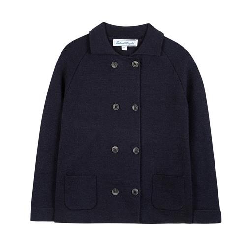 Se Tartine et Chocolat Cardigan i uld Navy | Marine blå | 6 years ved Babyshop