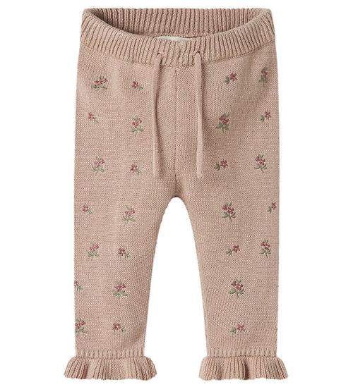 Lil Atelier Lil' Atelier Bukser - Strik - NbfEmlen - Shadow Gray m. Blomster