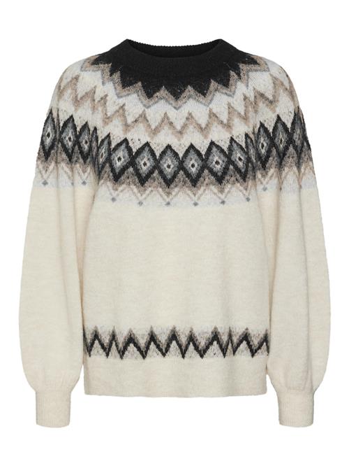 VERO MODA Pullover 'VISTI'  ecru / lysebrun / grå-meleret / sort