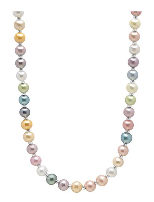 Nialaya Pastel Pearl Necklace With Silver Nialaya Patterned