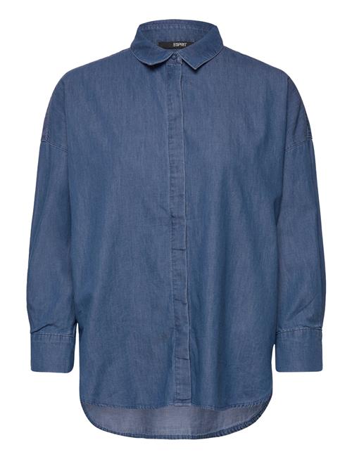 Cotton Denim Blouse Esprit Collection Blue