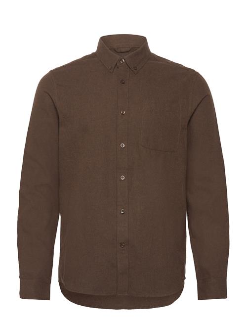 Knowledge Cotton Apparel Regular Fit Melangé Flannel Shirt - Knowledge Cotton Apparel Brown