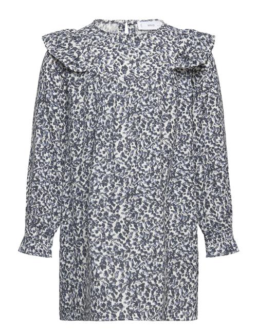 Mango Ruffled Printed Dress Mango Blue