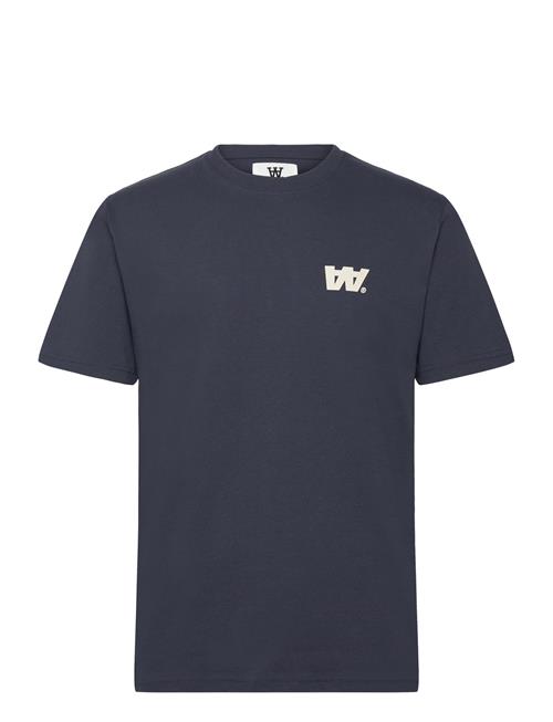 Ace Letter T-Shirt Gots DOUBLE A BY W.W. Navy