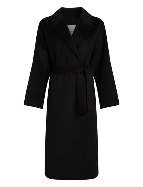 Ls Df Wool Long Wrap Coat Calvin Klein Black