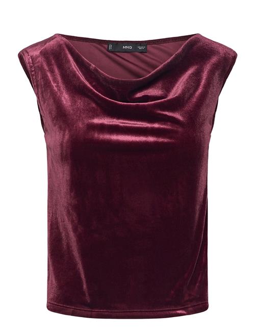 Asymmetric Velvet Top Mango Burgundy