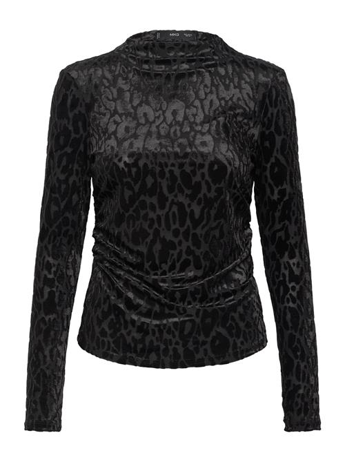 Leopard-Print Long-Sleeved T-Shirt Mango Black