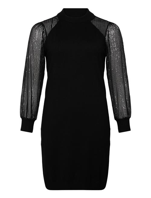 Carnaja Ls Sequins High Neck Dress Knt ONLY Carmakoma Black