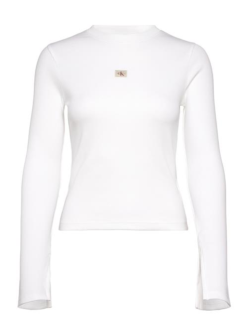 Calvin Klein Jeans Woven Label Rib Ls Top Calvin Klein Jeans White