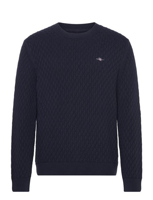 Textured Cotton C-Neck GANT Navy