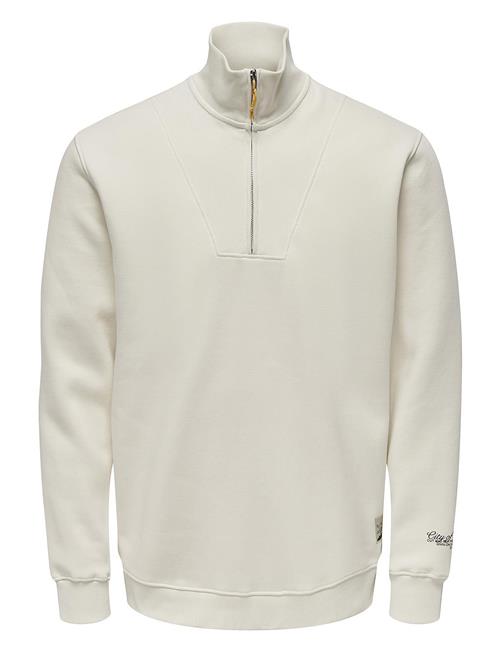 Se ONLY & SONS Onsriley Reg 1/4 Zip High Neck Swt Vd ONLY & SONS White ved Booztlet