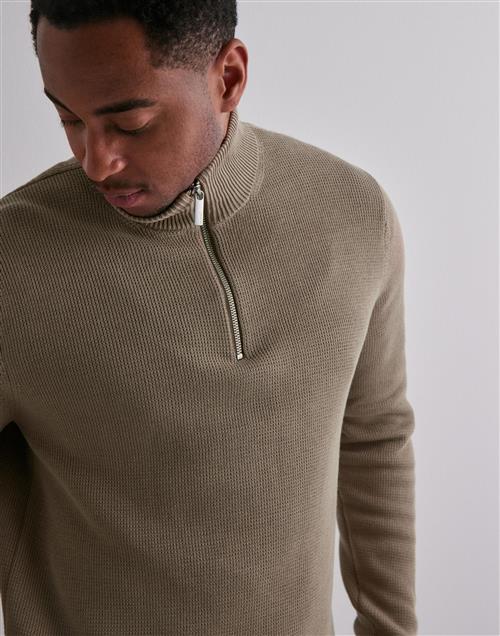 Selected Homme Slhdane Ls Knit Structure Half Zip Half zip Beige