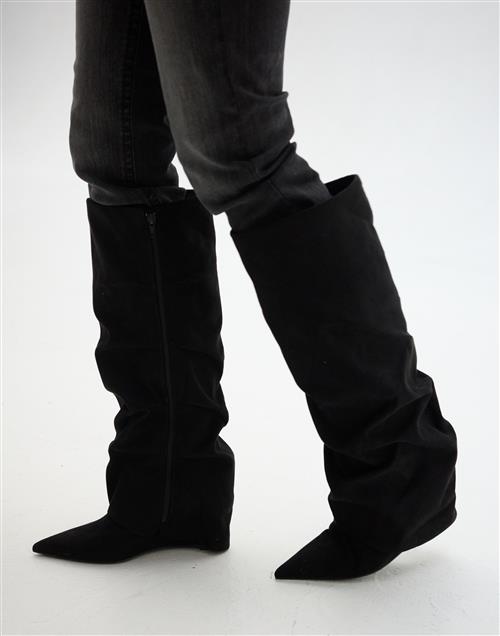 Nelly - Sort - Folded Shaft Boot