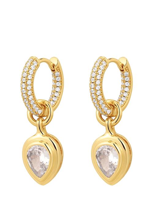 The Pear Double Bezel Charm Huggies- Gold LUV AJ Gold