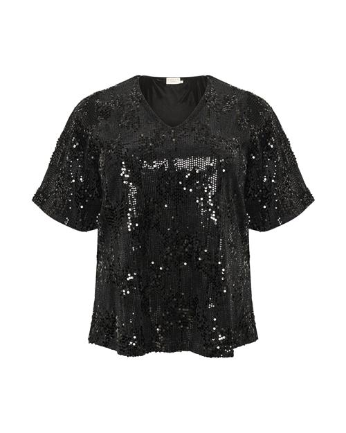 KAFFE CURVE Bluse 'nicoleen Sequin'  sort