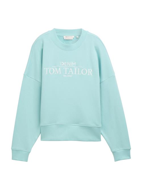 Se TOM TAILOR DENIM Sweatshirt  aqua / hvid ved About You