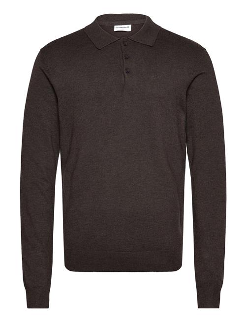 Se Lindbergh Long Sleeve Knitted Poloshirt Lindbergh Brown ved Booztlet