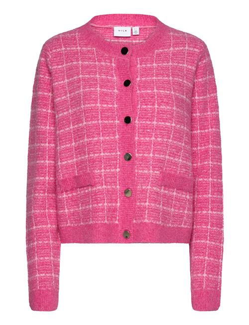 Viaudrey Check L/S Knit Cardigan/Ka Vila Pink