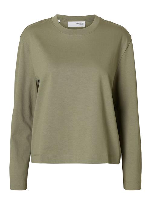Slfessential Ls Boxy Tee Noos Selected Green