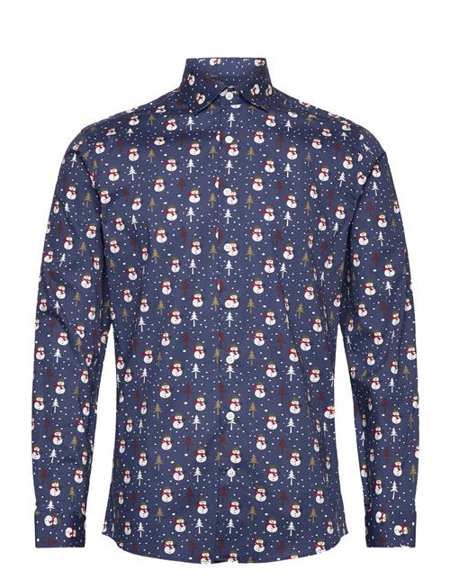 Aop Christmas Shirt L/S Lindbergh Navy