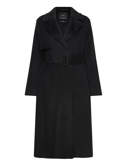 Se Mango Wool Coat With Handmade Belt Mango Black ved Booztlet