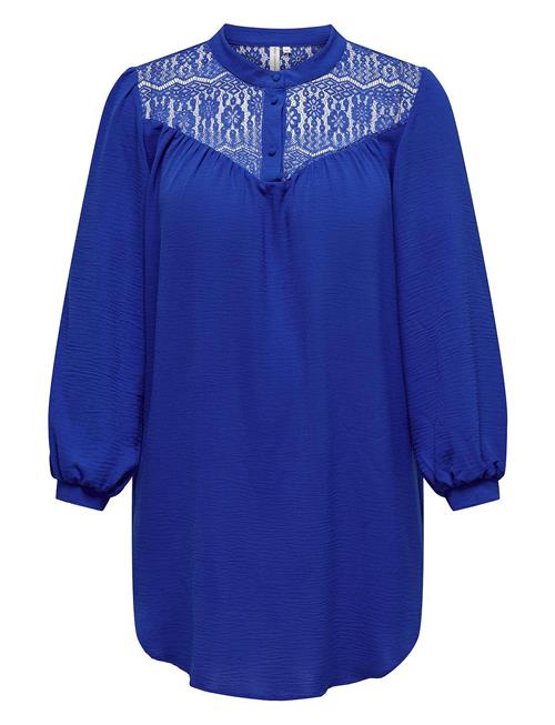 Carmette Life L/S Mix Lace Long Top Wvn ONLY Carmakoma Blue