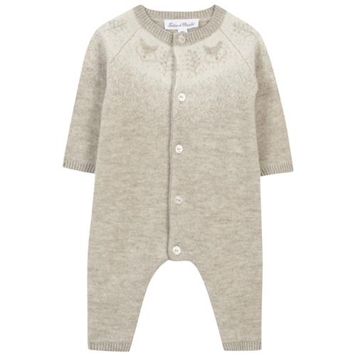 Tartine et Chocolat Uld-kashmir-strikket onesie Heather Sand | Beige | 9 months