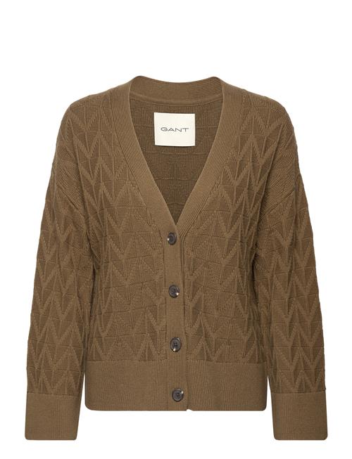 GANT Herringb V-Neck Cardigan GANT Khaki