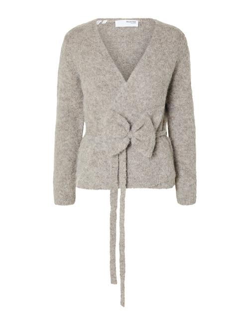 Slfgabella Ls Knit Bow Cardigan Selected Femme Grey