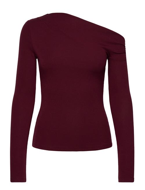 Draped Asymmetrical T-Shirt Mango Burgundy