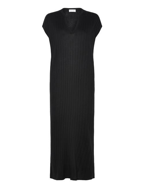 Davida Cashmere Fine Knit Cap Sleeve Dress Davida Cashmere Black