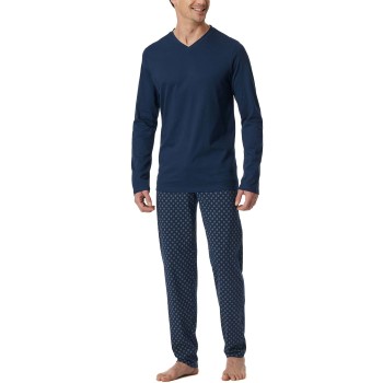 Schiesser Casual Essentials Long Sleeve Pyjamas Marineblå bomuld Medium Herre