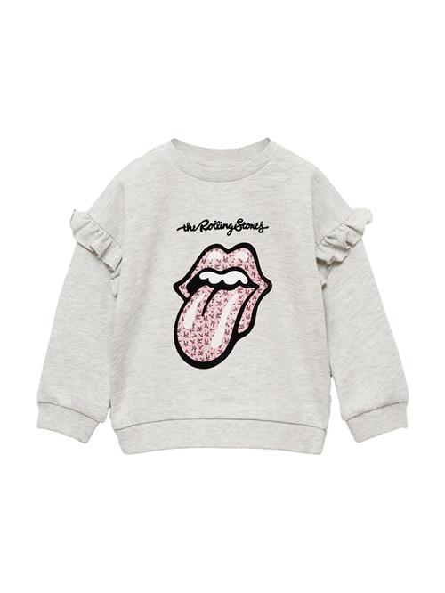 MANGO KIDS Sweatshirt 'RFLOWERS'  grå-meleret / lyserød / sort / hvid