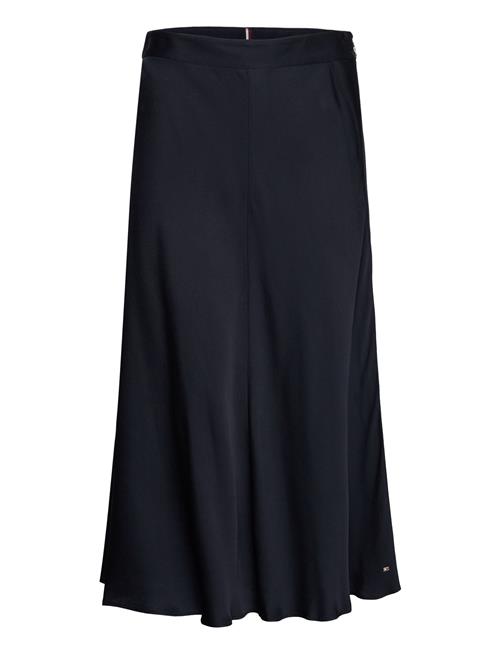 Vis Crepe Solid Midi Skirt Tommy Hilfiger Navy