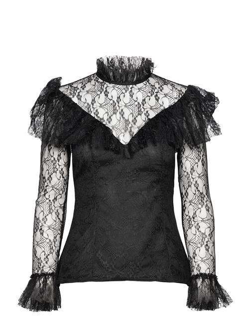 Malina Joelle Polo Neck Lace Top Malina Black