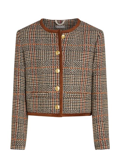 Tommy Hilfiger Tweed Wool Mix Check Crew Jacket Tommy Hilfiger Brown