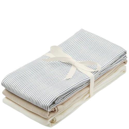 Cam Cam 3-Pack GOTS Stribede Muslin Kluder Blue / Praline / Creme | Blå | 0