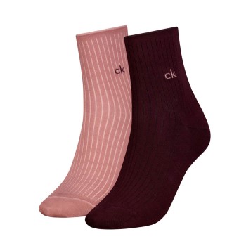 Calvin Klein Legwear Calvin Klein Strømper 2P Short Sock Roll Top Sort/Rosa Str 35/38 Dame