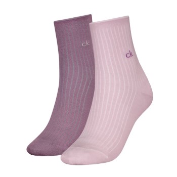 Calvin Klein Legwear Calvin Klein Strømper 2P Short Sock Roll Top Rosa/Lilla Str 39/42 Dame